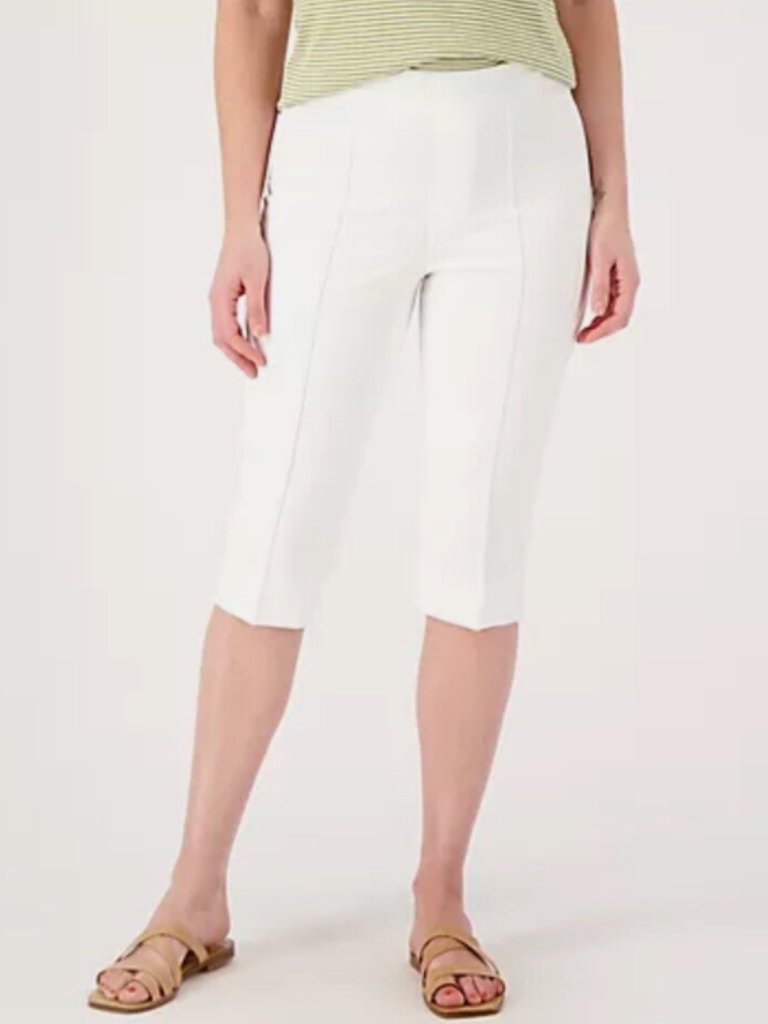 Isaac Mizrahi Live 24/7 Stretch Pedal Pusher Bright White Tall 24